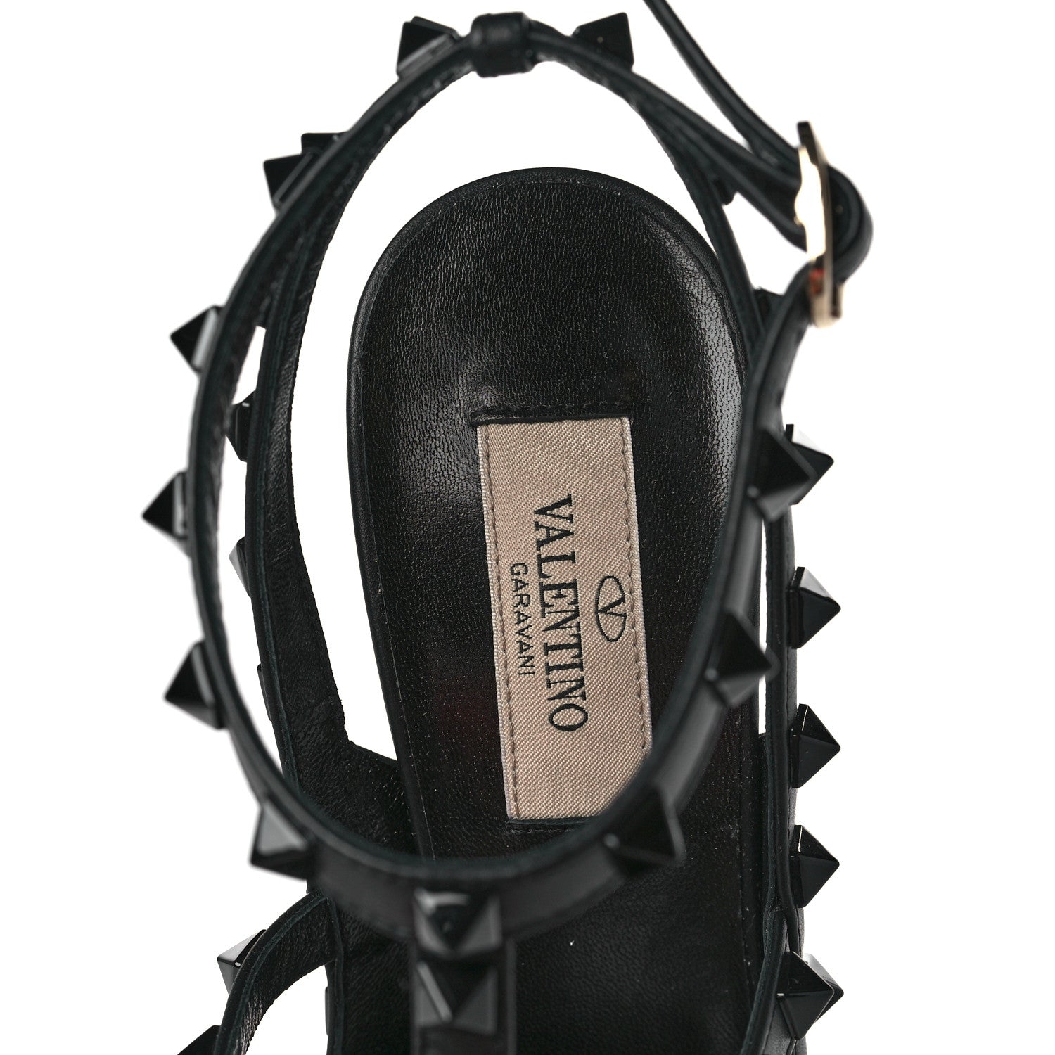 Valentino Garavani Calfskin Lacquered Monochrome Rockstud Ankle Strap 100mm Pumps 37.5 Black 7 of 8