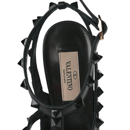 Valentino Garavani Calfskin Lacquered Monochrome Rockstud Ankle Strap 100mm Pumps 37.5 Black 7 of 8
