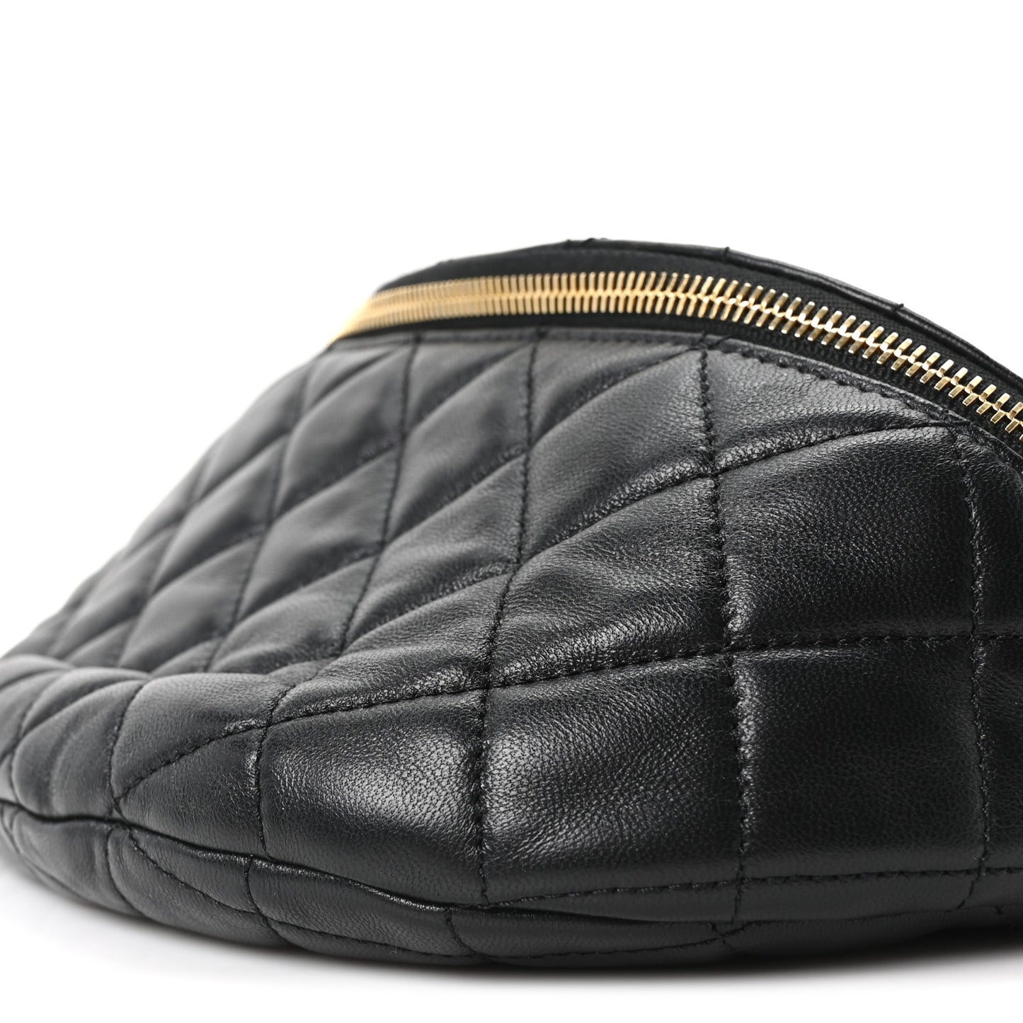 Lambskin Pearl Quilted CC Belt Bag Black