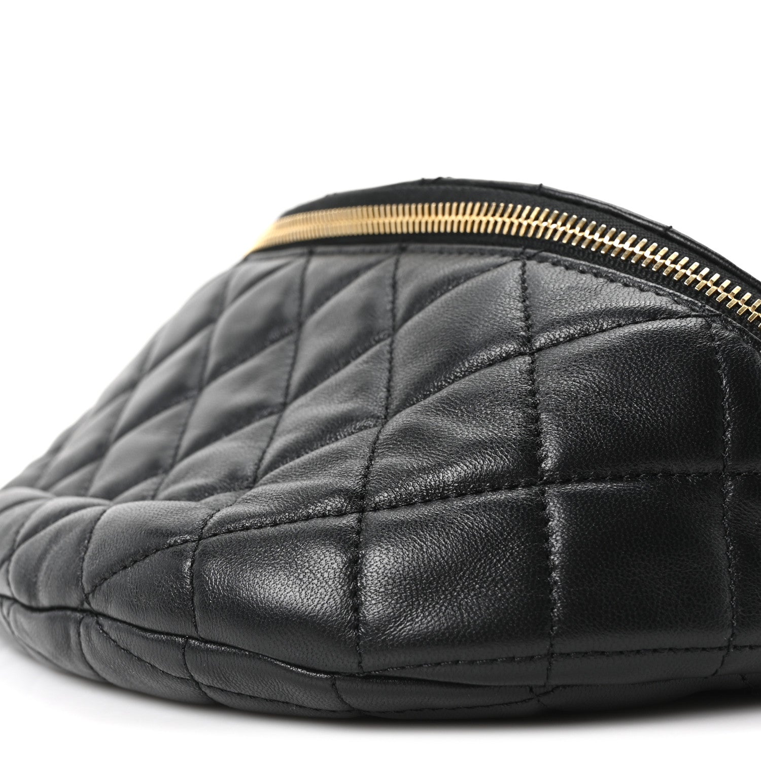 Chanel Lambskin Pearl Quilted CC Belt Bag Black 9 of 9