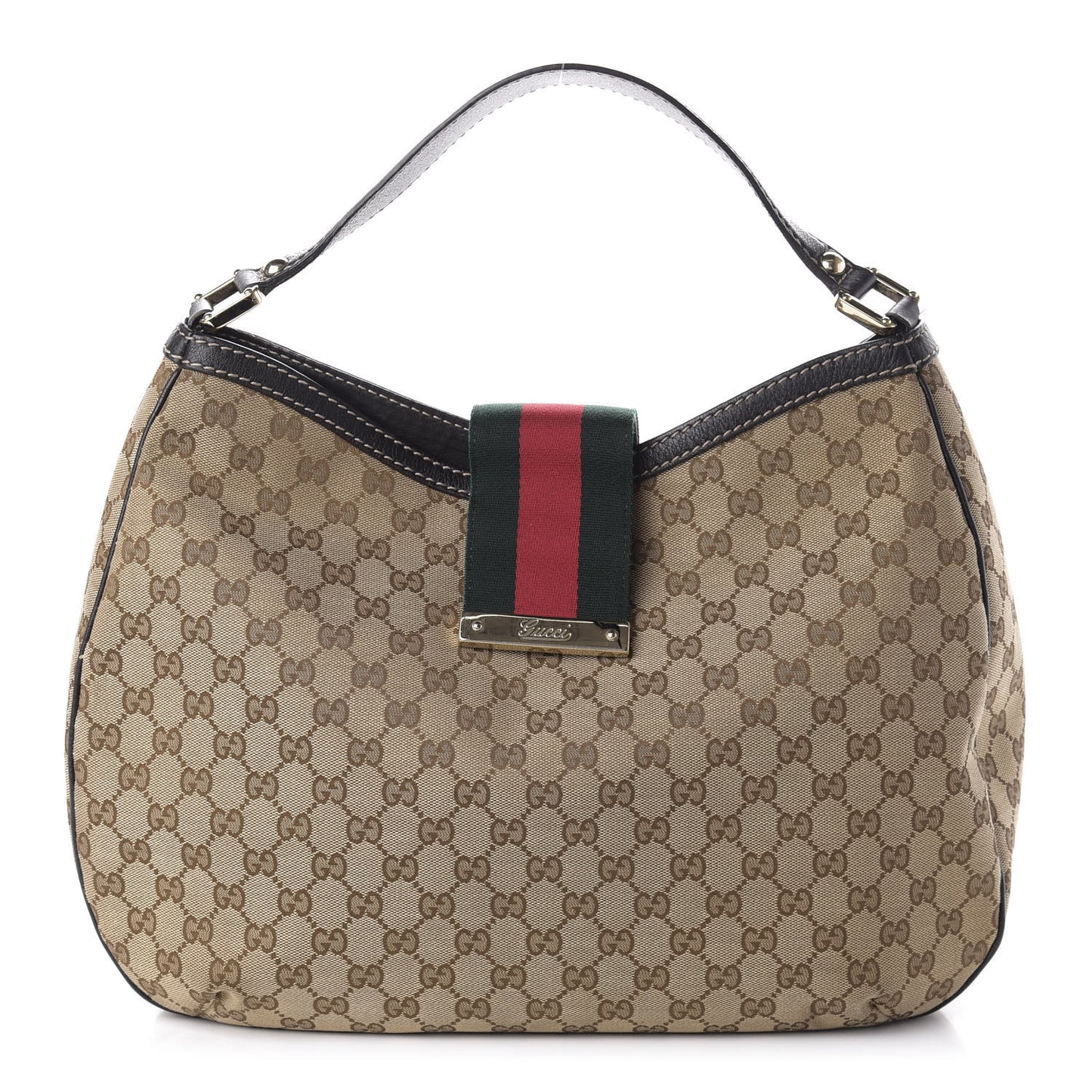 Monogram Large New Ladies Web Hobo Dark Brown