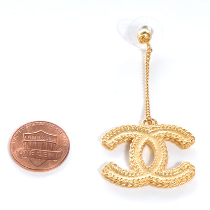 Chanel CC Drop Earrings Matte Gold 2 of 5