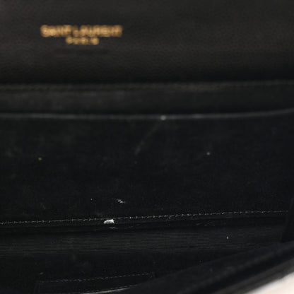Saint Laurent Grain De Poudre Matelasse Chevron Monogram Envelope Clutch Black 5 of 6