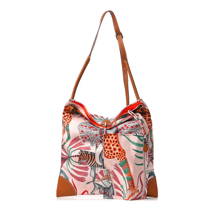 Hermes Silk La Marche Du Zambeze SilkyCity 33 PM Bag Rose Pale Rouge Vert 1 of 10