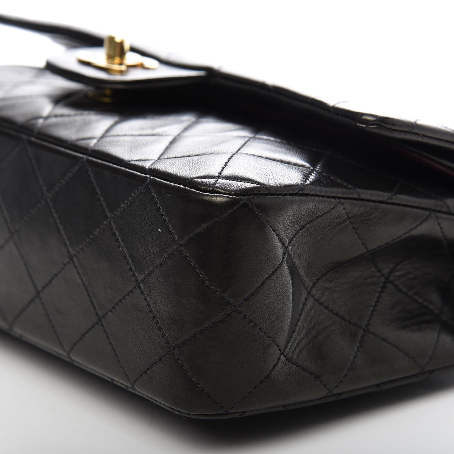 Lambskin Quilted Medium Double Flap Black