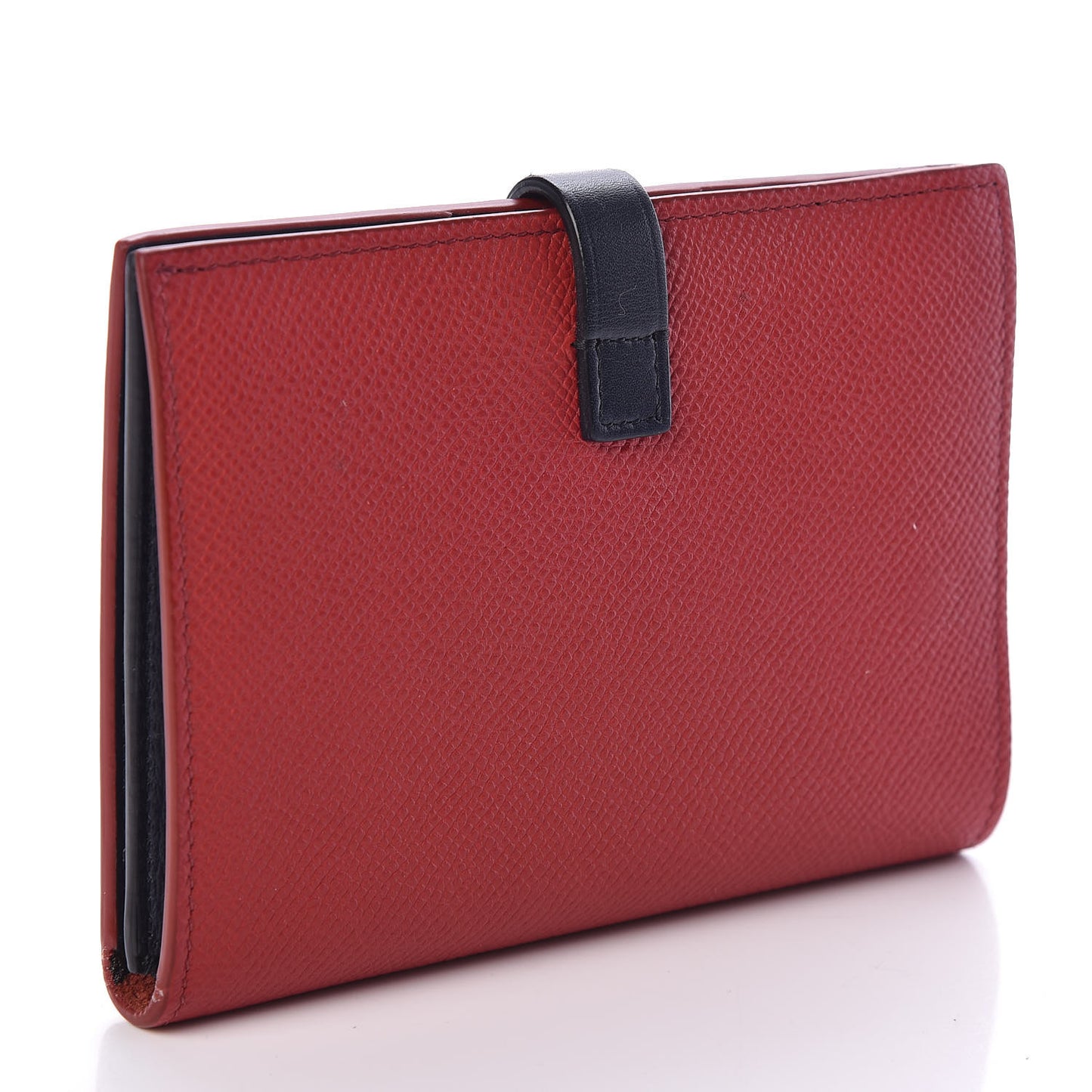 Grained Calfskin Medium Multifunction Strap Wallet Coquelicot