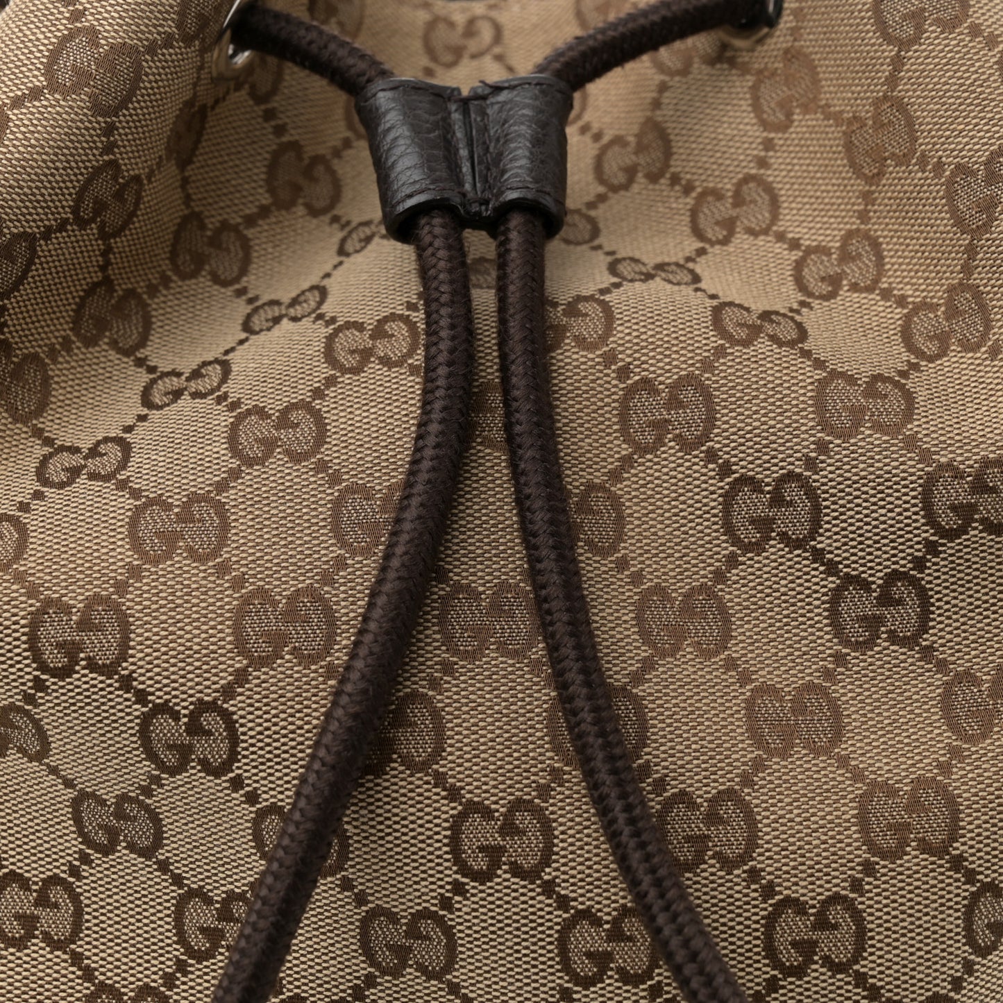 Monogram Dollar Calfskin O Drawstring Backpack Beige Ebony Testa di Moro Dark Chocolate