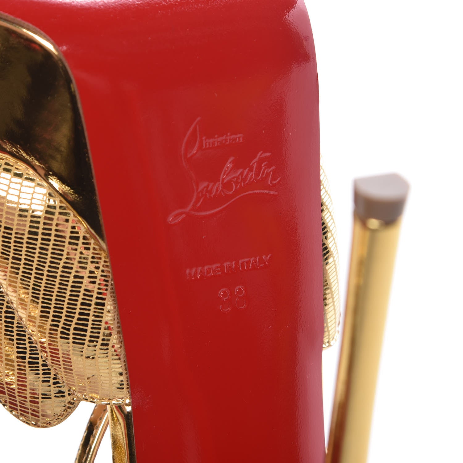 Christian Louboutin Metallic Laminato Botticella Alta 150 Platform Sandal 38 Gold 6 of 7