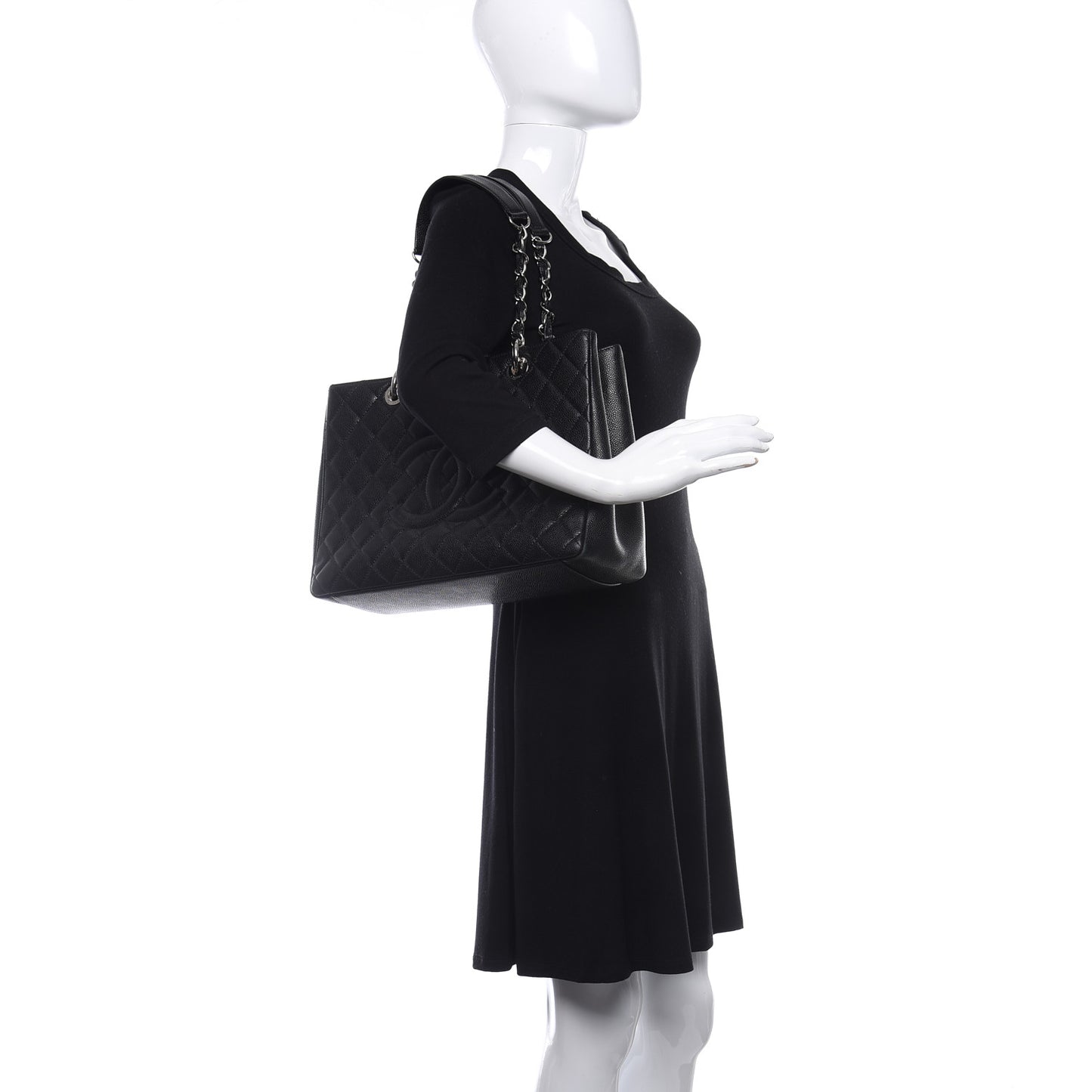 Caviar Quilted Grand Shopping Tote GST Black