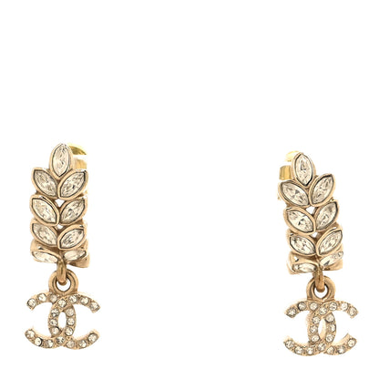 Chanel Crystal Sparkling Wheat CC Long Drop Earrings Gold 1 of 4