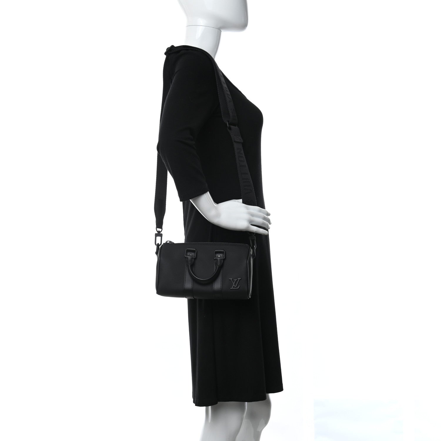 Louis Vuitton Grained Calfskin Aerogram Keepall XS Black 2 of 9