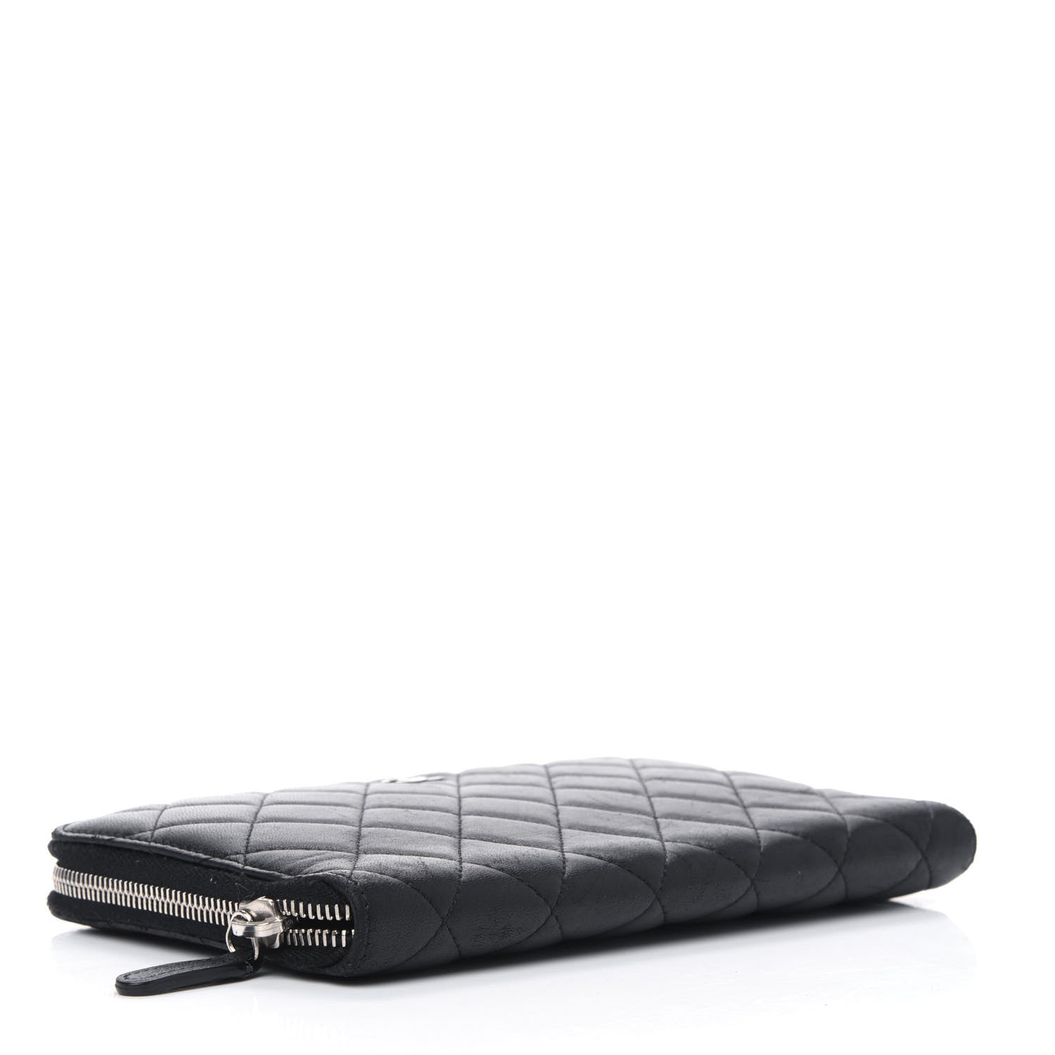 Chanel Lambskin Quilted Large Zip Around Organizer Wallet Black 3 of 10