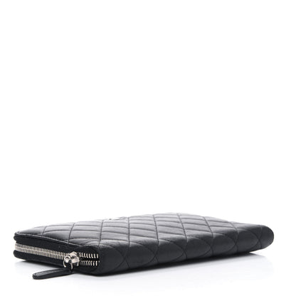 Chanel Lambskin Quilted Large Zip Around Organizer Wallet Black 3 of 10