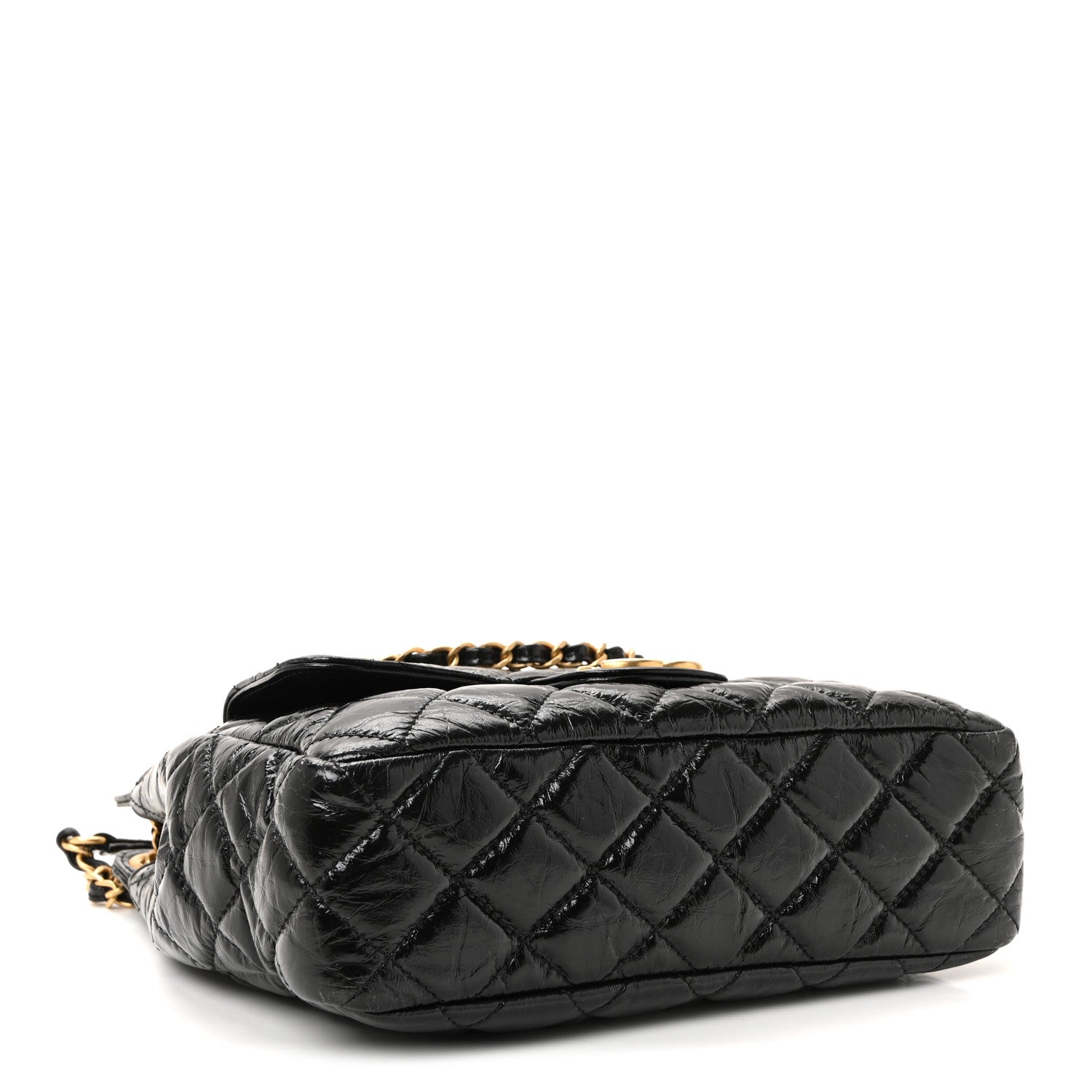 Chanel Shiny Crumpled Calfskin Quilted Wavy CC Hobo Black 4 of 9