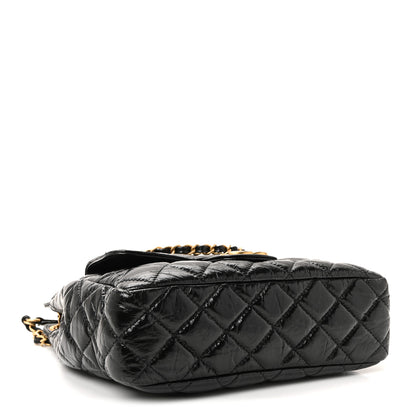 Chanel Shiny Crumpled Calfskin Quilted Wavy CC Hobo Black 4 of 9