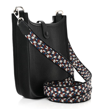 Hermes Taurillon Maurice Zigzag Evelyne TPM Black White Deep Blue 3 of 11