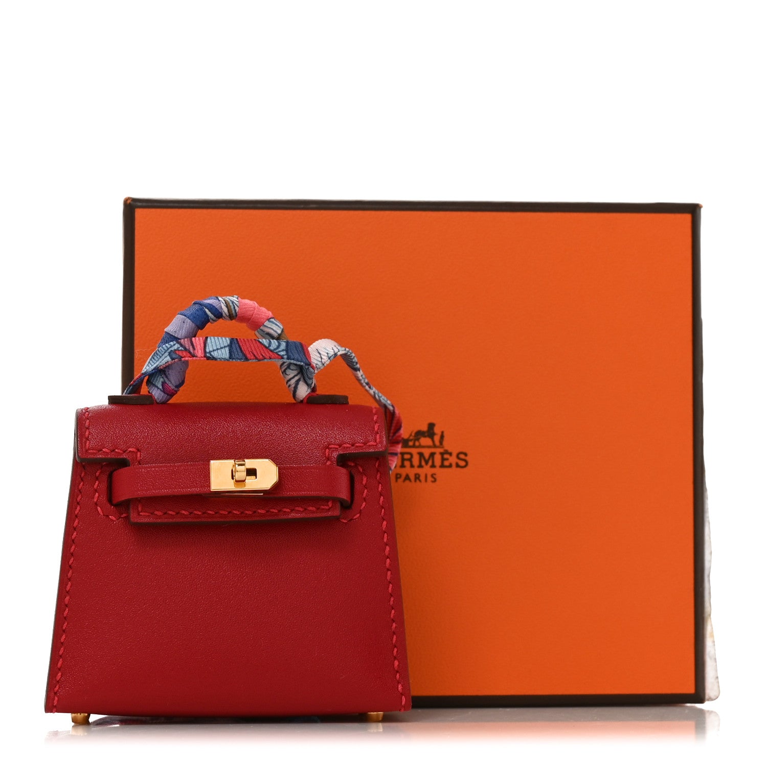 Hermes Tadelakt Mini Kelly Twilly Bag Charm Rouge Vif Bleu Jean Rose Extreme 6 of 6