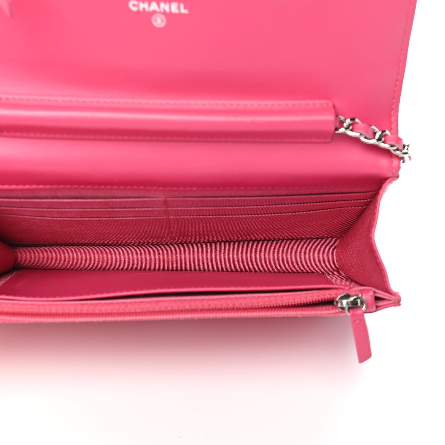 Chanel Patent Quilted Wallet On Chain WOC Fuchsia 5 of 10