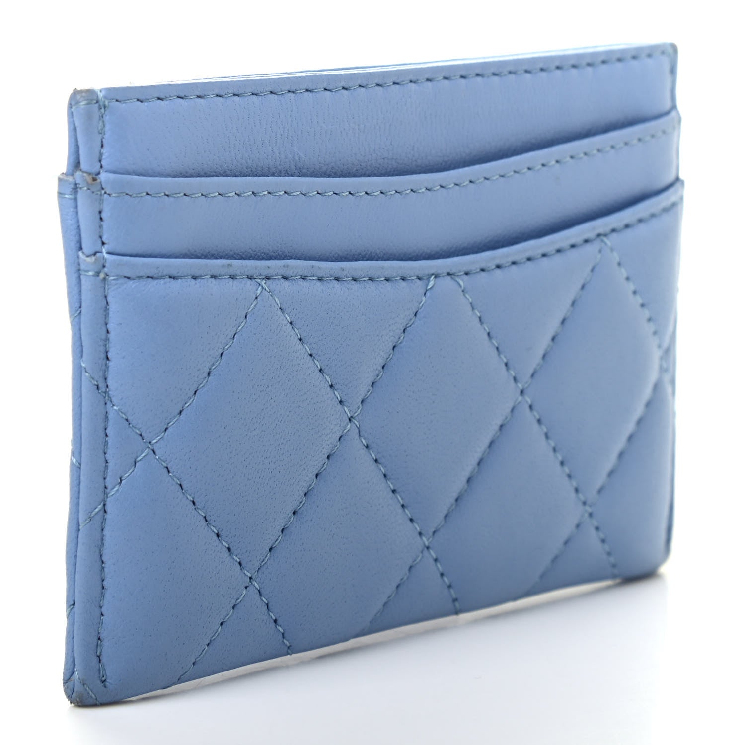 Chanel Lambskin Quilted Card Holder Light Blue 3 of 8