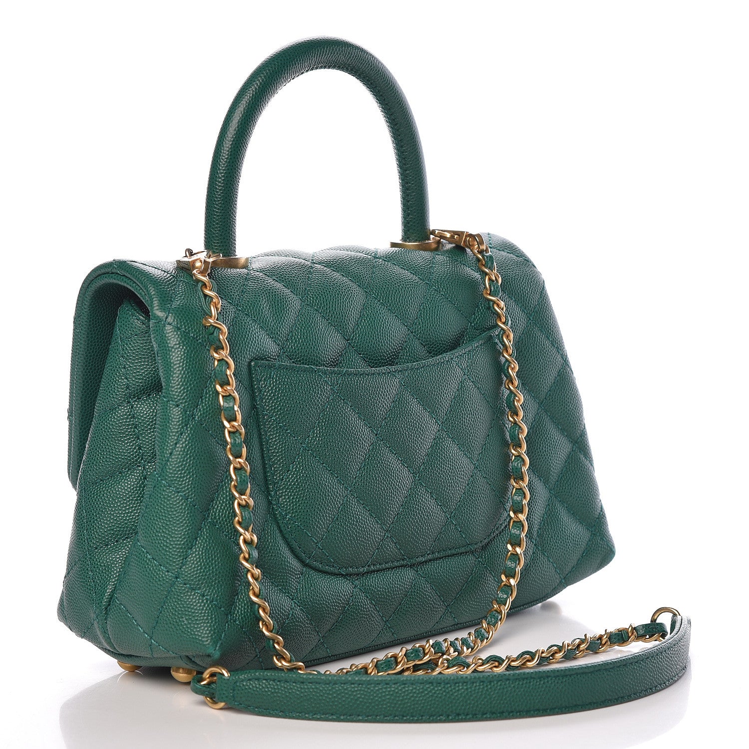 Chanel Caviar Quilted Mini Coco Handle Flap Green 3 of 11