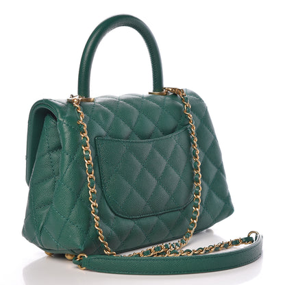 Chanel Caviar Quilted Mini Coco Handle Flap Green 3 of 11