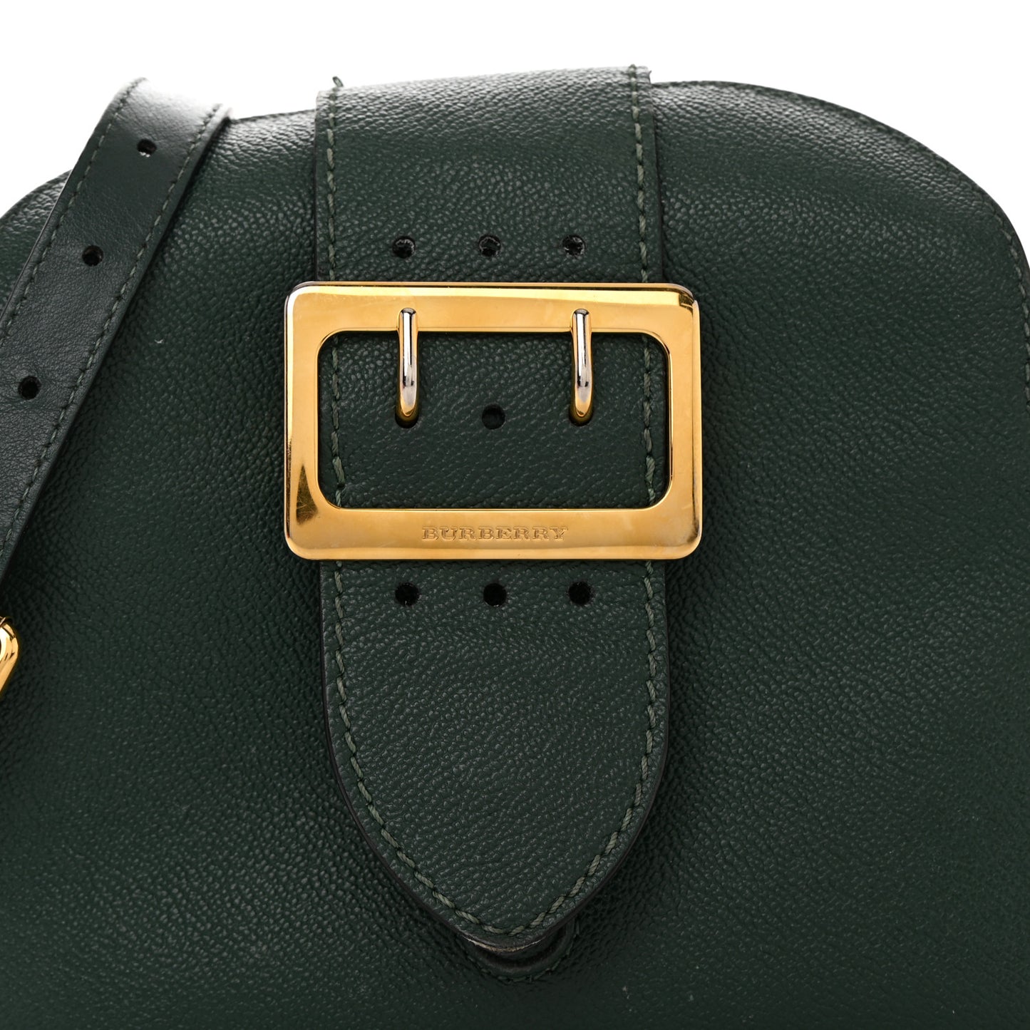 Soft Grain Calfskin Small Buckle Zip Bag Green