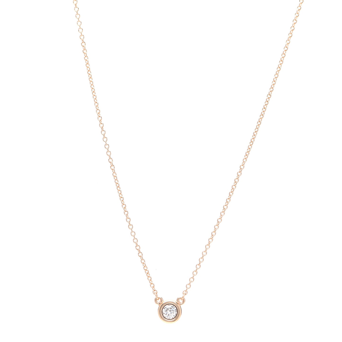 18K Rose Gold Diamond .17ct Elsa Peretti Diamonds by the Yard Pendant Necklace