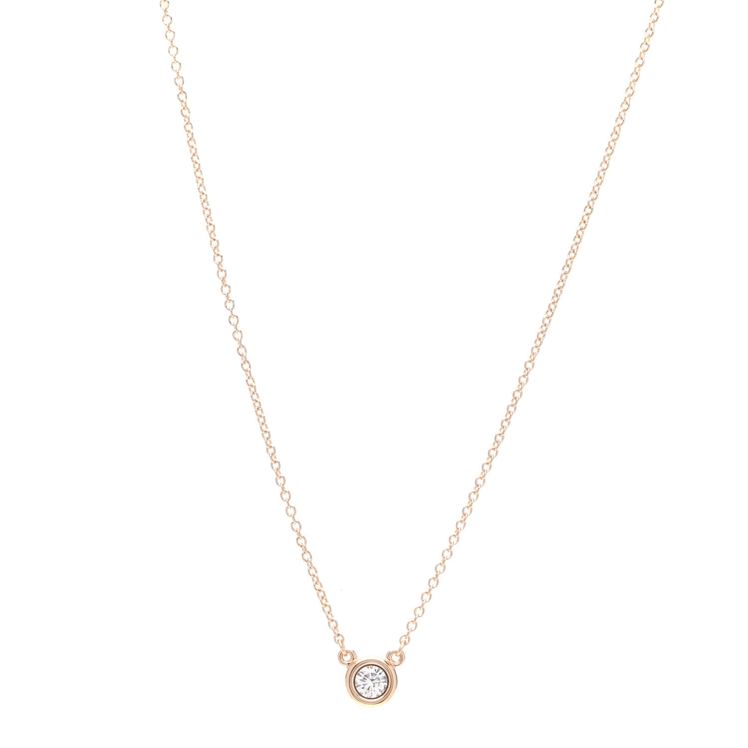 Tiffany 18K Rose Gold Diamond .17ct Elsa Peretti Diamonds by the Yard Pendant Necklace 1 of 5