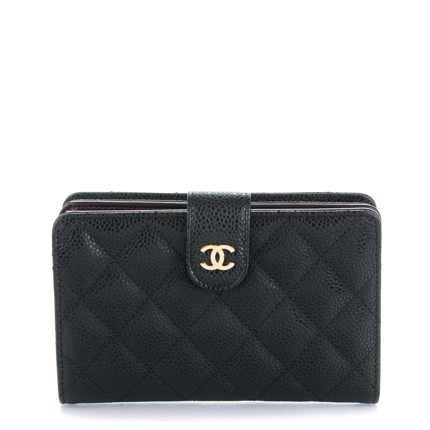 Caviar Quilted Zipped Pocket Wallet Black