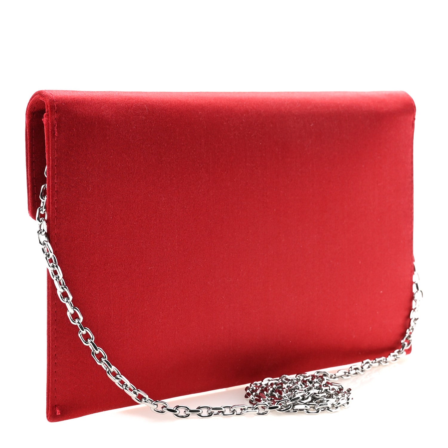 Judith Leiber Crystal Satin Bow Clutch Crimson Silver 3 of 9