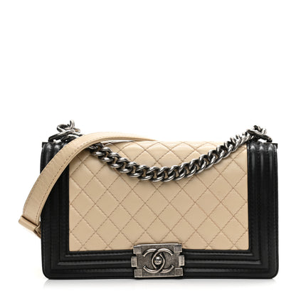 Chanel Lambskin Quilted Medium Boy Flap White Black 1 of 13