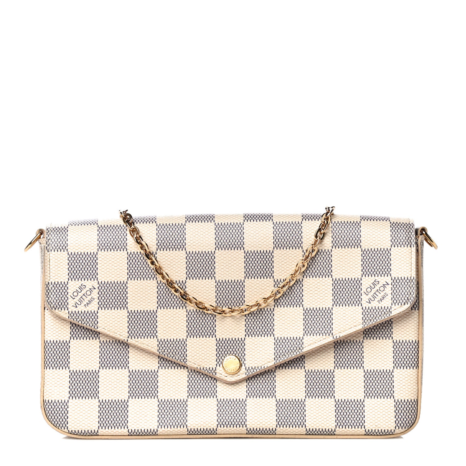 Louis Vuitton Damier Azur Pochette Felicie Chain Wallet Rose Ballerine 3 of 18