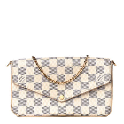 Louis Vuitton Damier Azur Pochette Felicie Chain Wallet Rose Ballerine 3 of 18