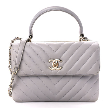 Chanel Lambskin Chevron Quilted Small Trendy CC Flap Dual Handle Bag Grey 1 of 10