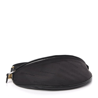 Balenciaga Canvas Jacquard Diagonal Allover Logo XS Souvenir Belt Bag Black 4 of 11