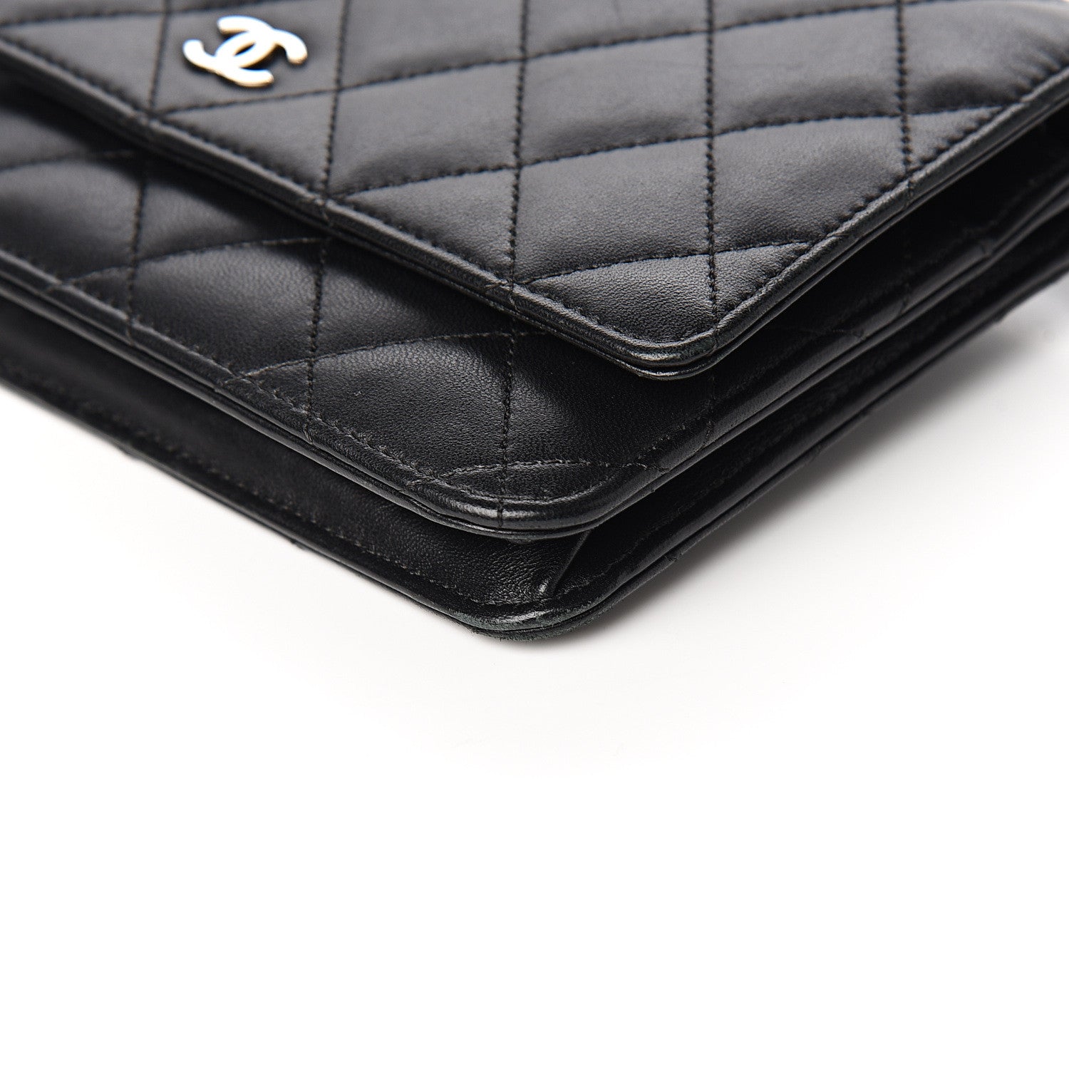 Chanel Lambskin Quilted Wallet On Chain WOC Black 9 of 10