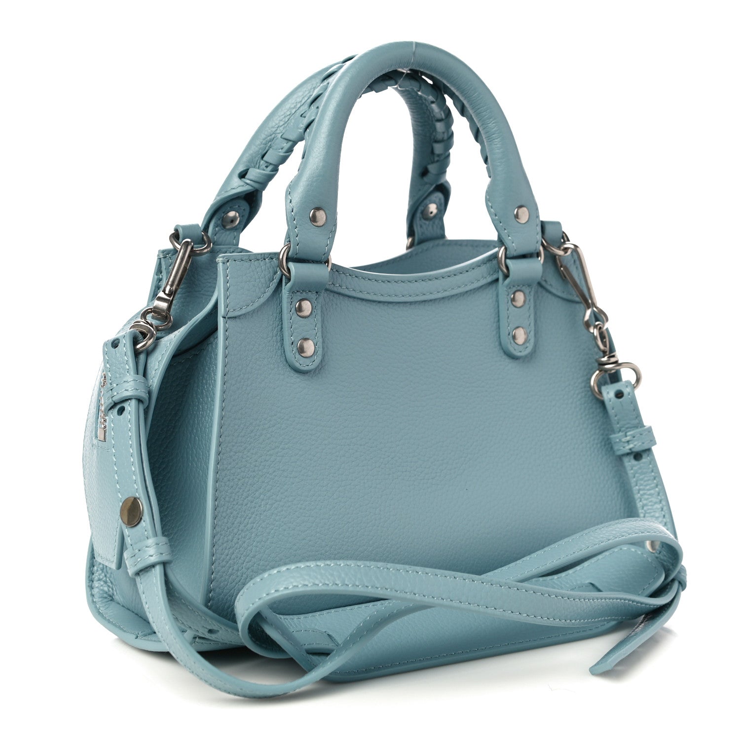 Balenciaga Grained Calfskin Neo Classic Silver Hardware Mini City Blue Grey 3 of 9