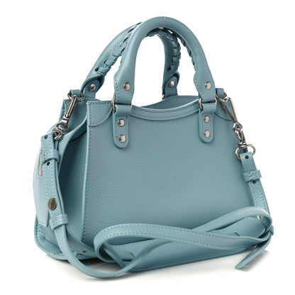 Balenciaga Grained Calfskin Neo Classic Silver Hardware Mini City Blue Grey 3 of 9