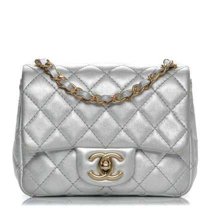 Chanel Metallic Lambskin Quilted Mini Square Flap Silver 1 of 7