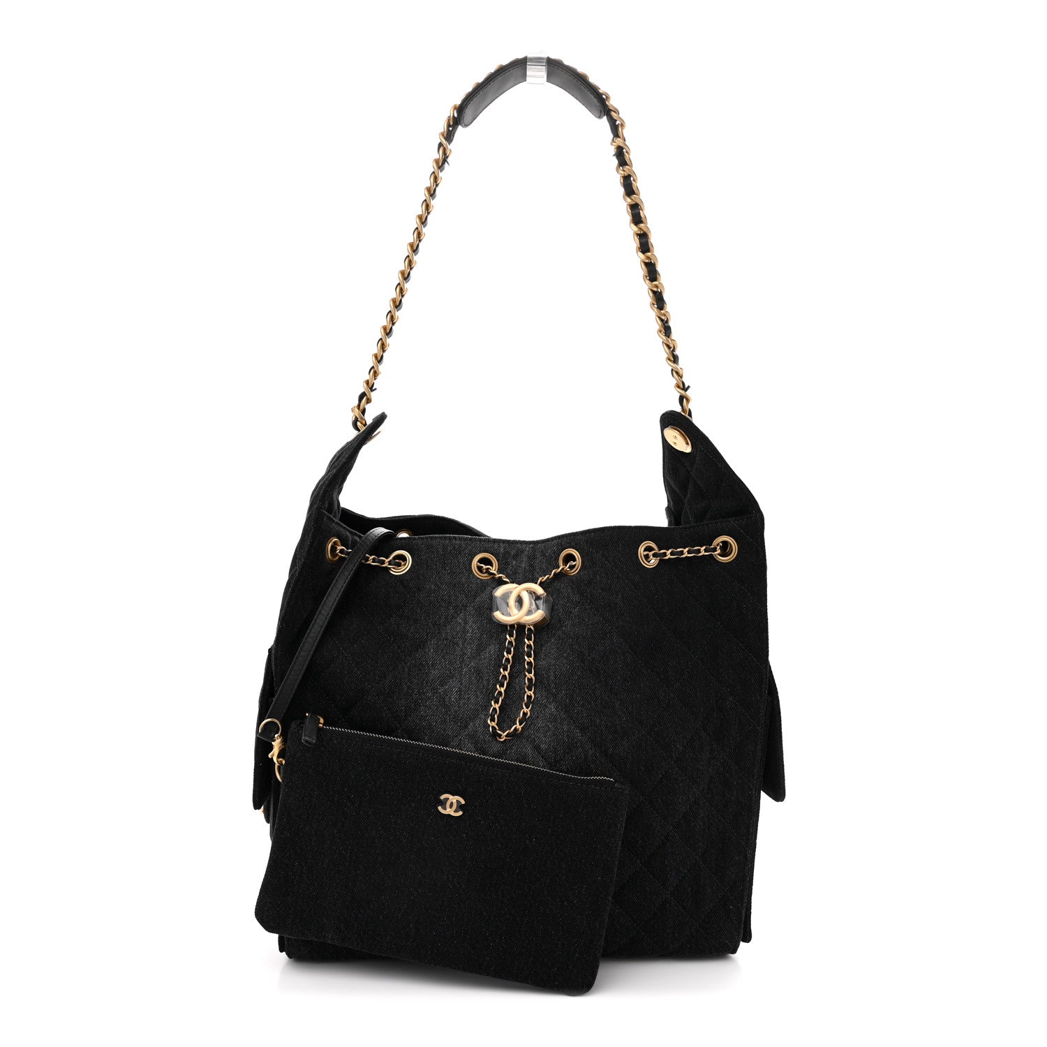 Chanel Washed Denim Quilted Medium Chanel 25 Handbag Black 5 of 21