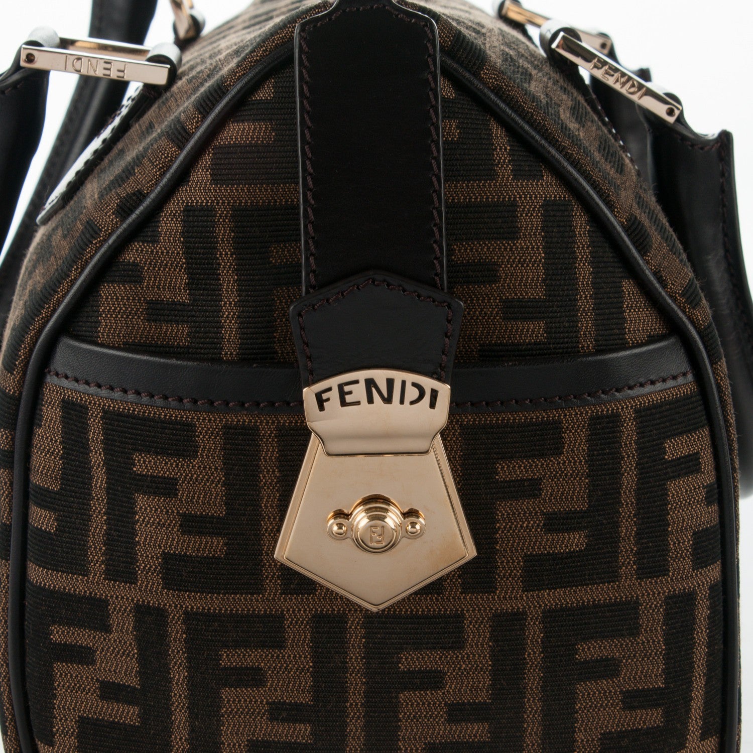 Fendi Zucca Cuoio Lucido Medium Chef Boston Tobacco Moro 6 of 10