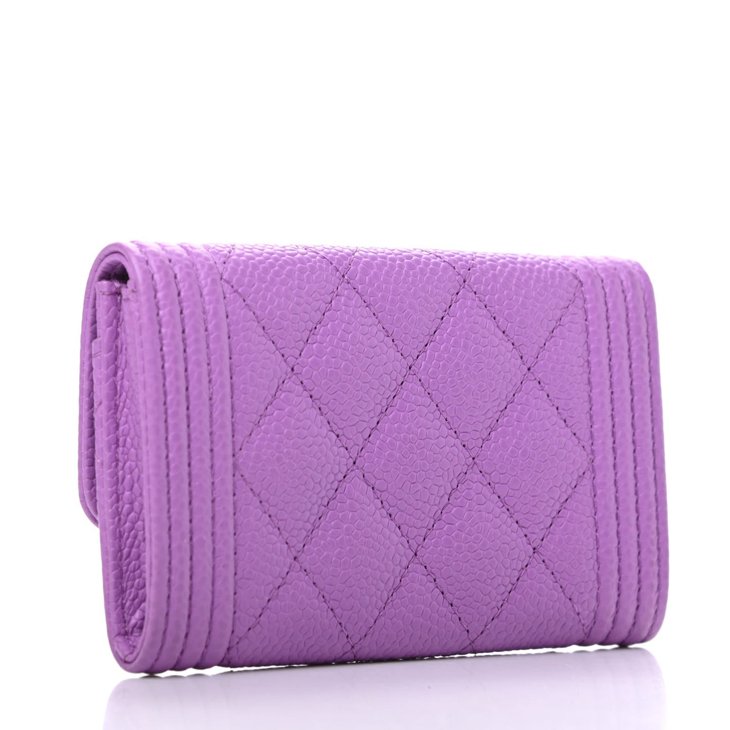 Caviar Quilted Boy Flap Card Holder Purple