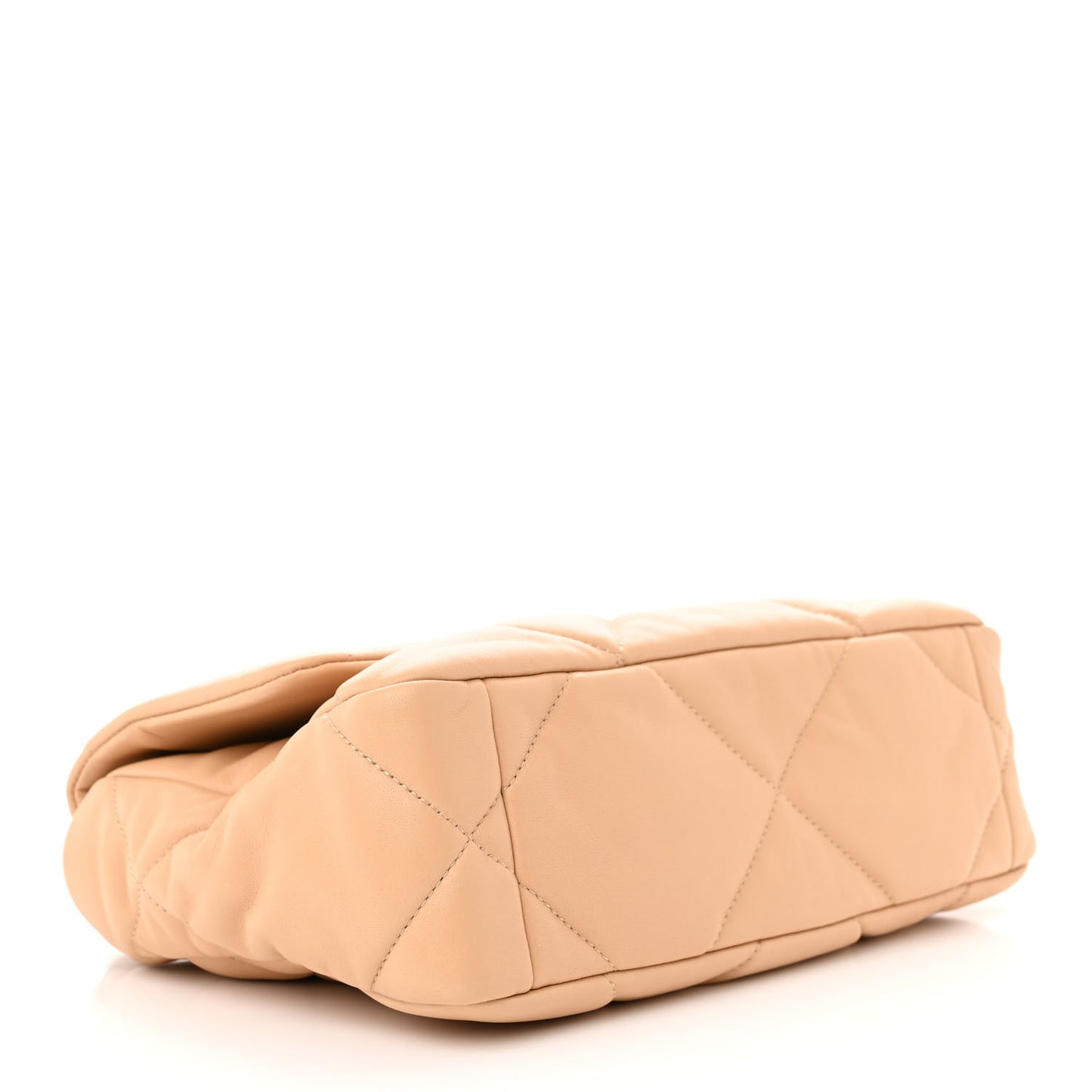 Goatskin Quilted Medium Chanel 19 Flap Beige