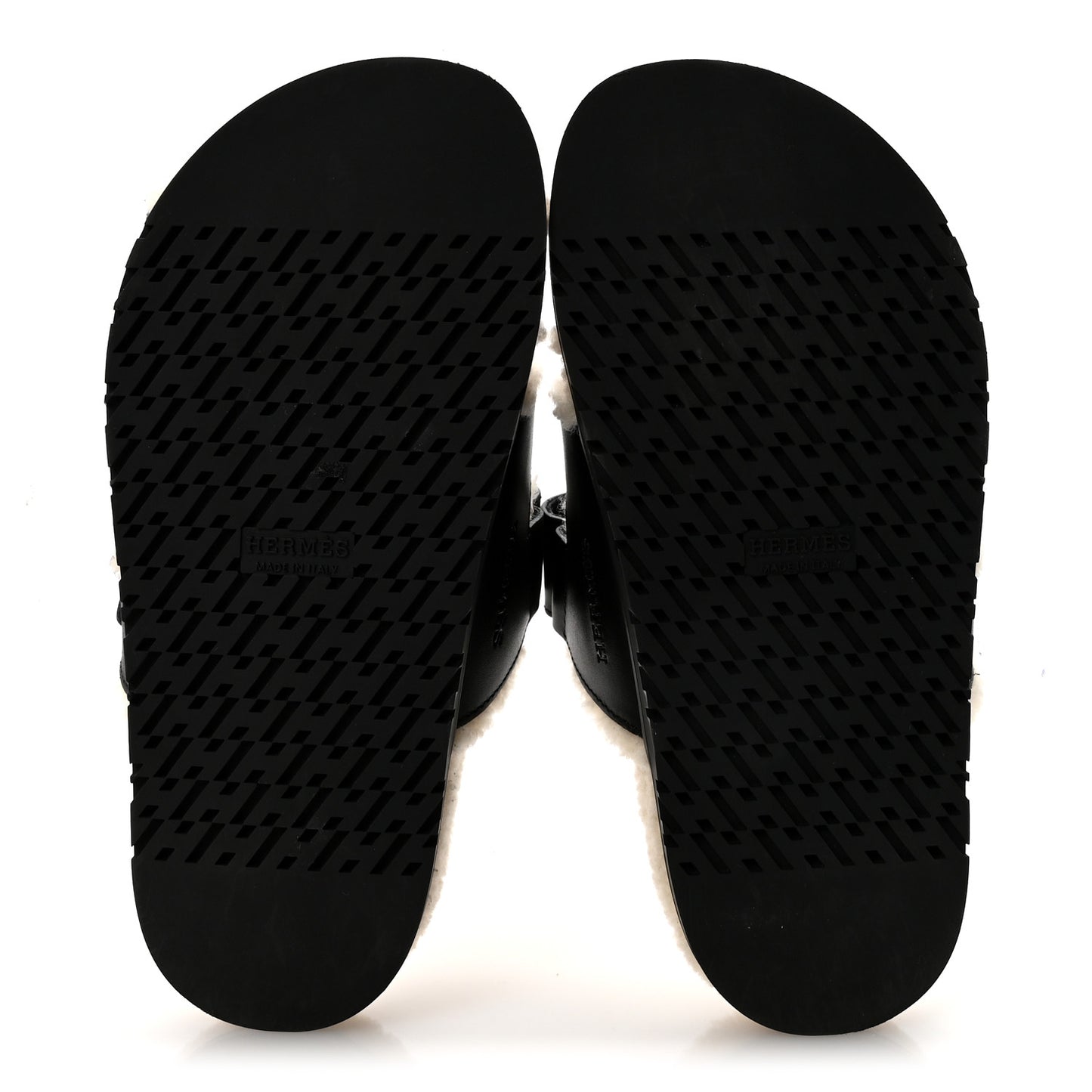 Calfskin Woolskin Womens Chypre Sandals 35.5 Black Ecru