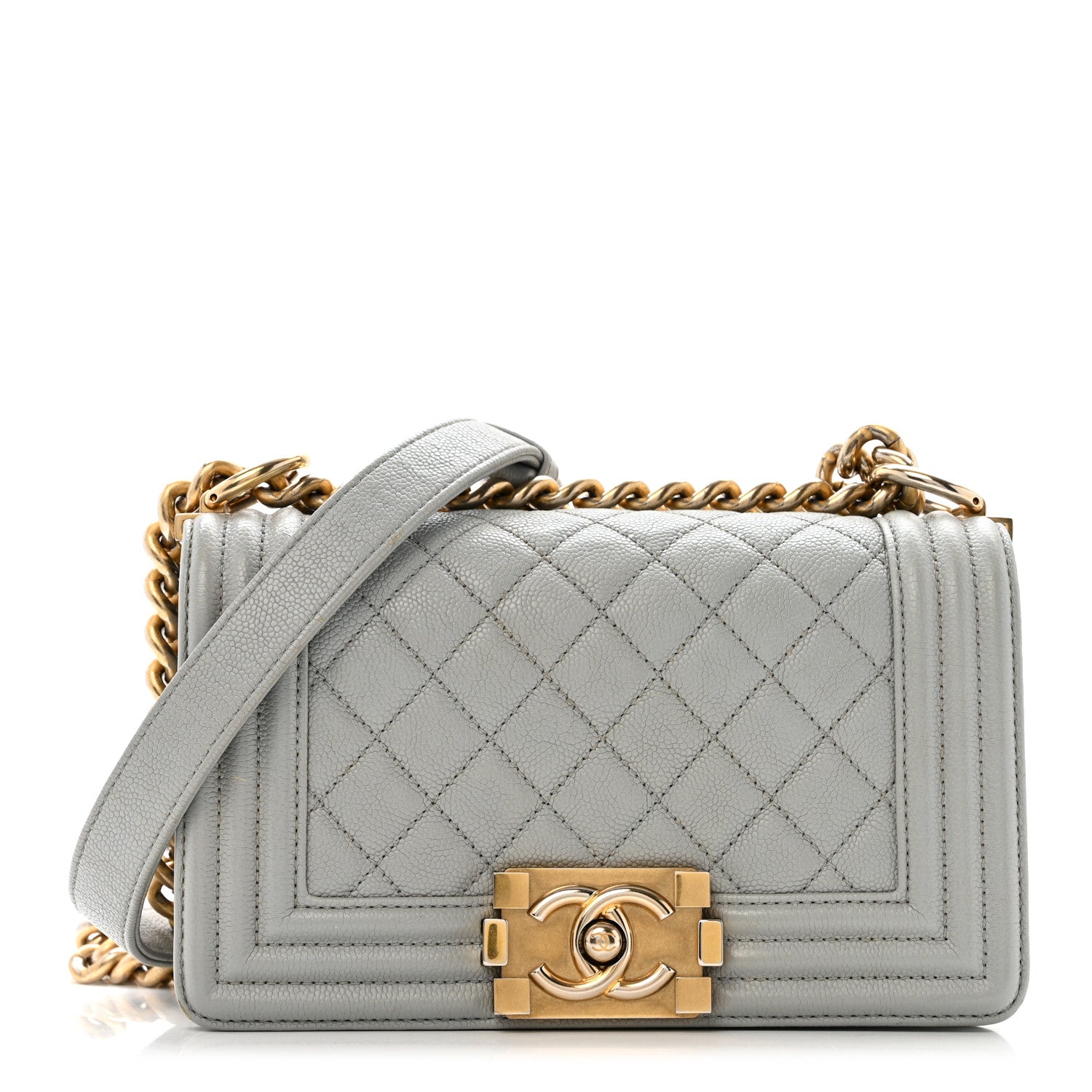 Chanel Caviar Quilted Small Boy Flap Light Grey 1 of 15