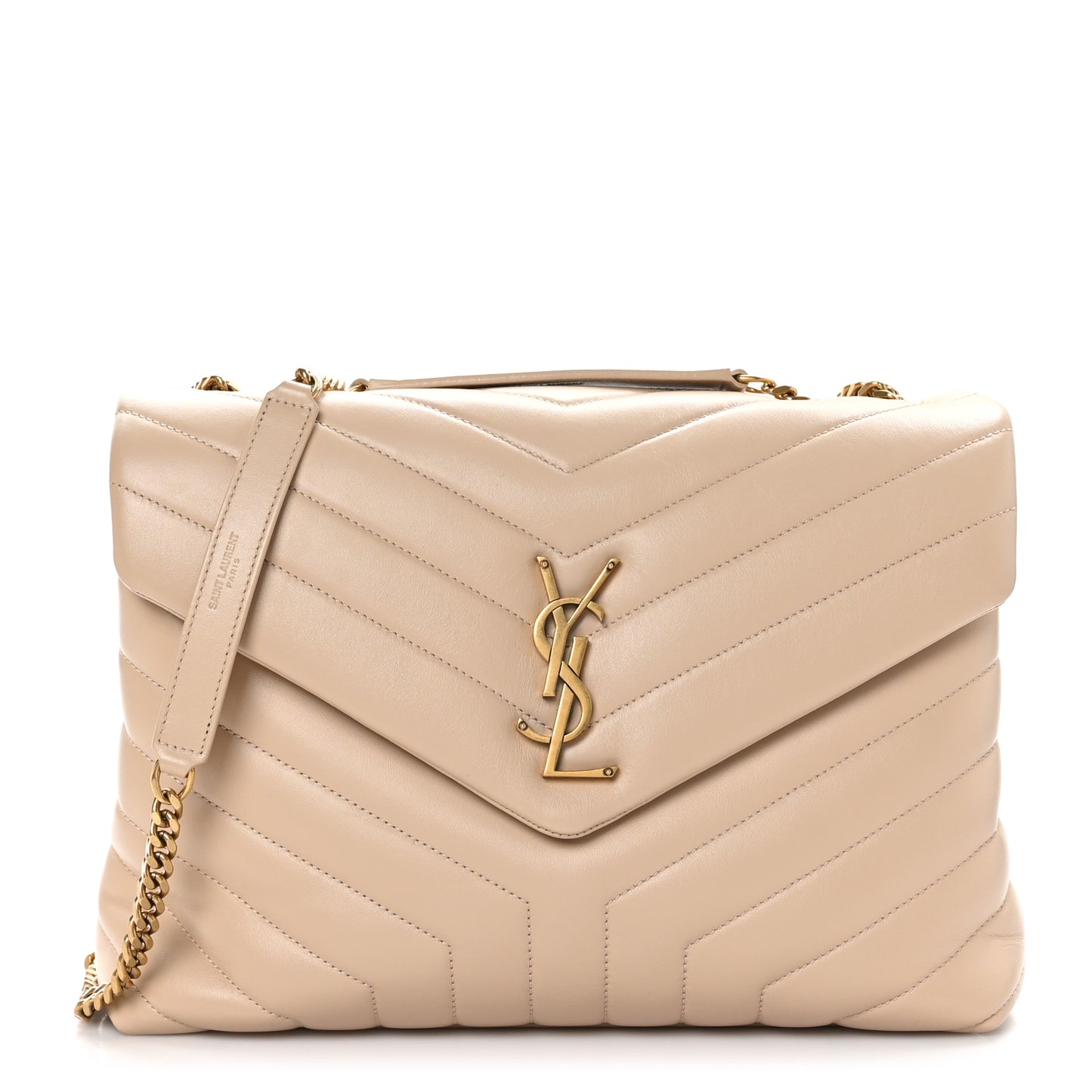 Calfskin Y Quilted Monogram Medium Loulou Chain Satchel Nude Powder