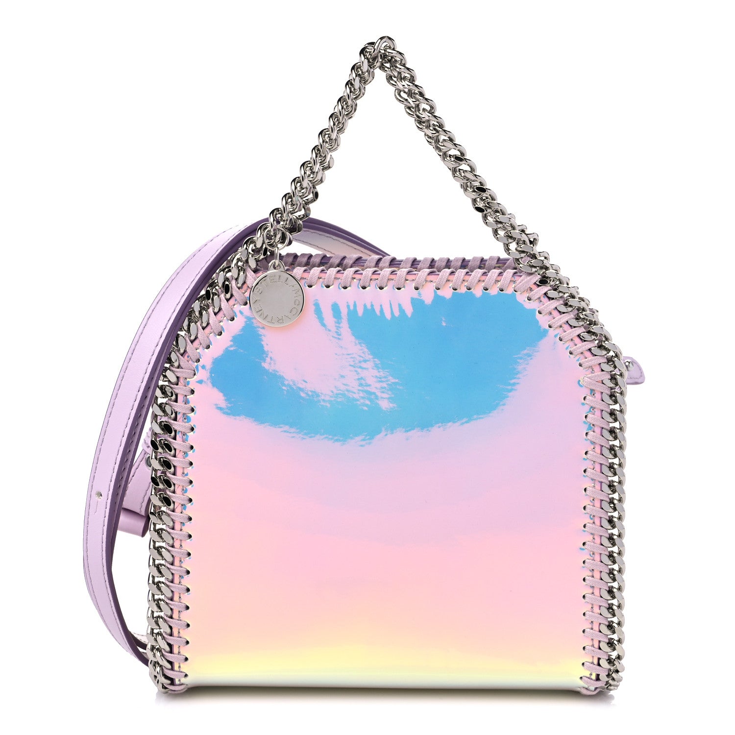Stella McCartney Holographic Faux Leather Mini Falabella Silver 1 of 8