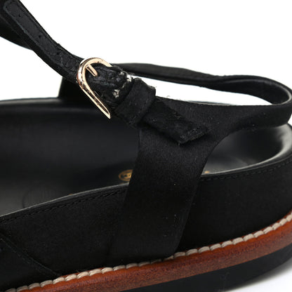 Chanel Satin Lambskin Chain Flat Sandals 37.5 Black 12 of 13