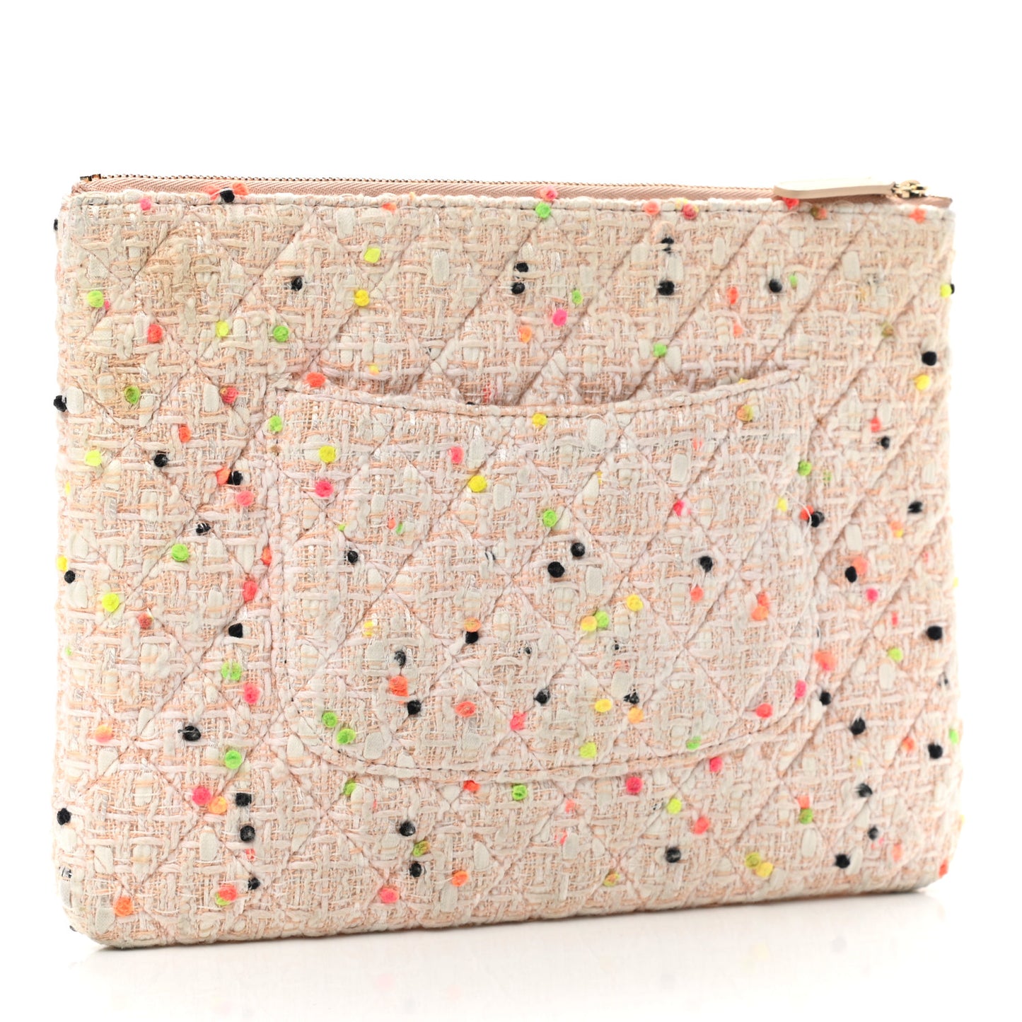 Tweed Candy Cotton Quilted Medium Cosmetic Pouch Multicolor