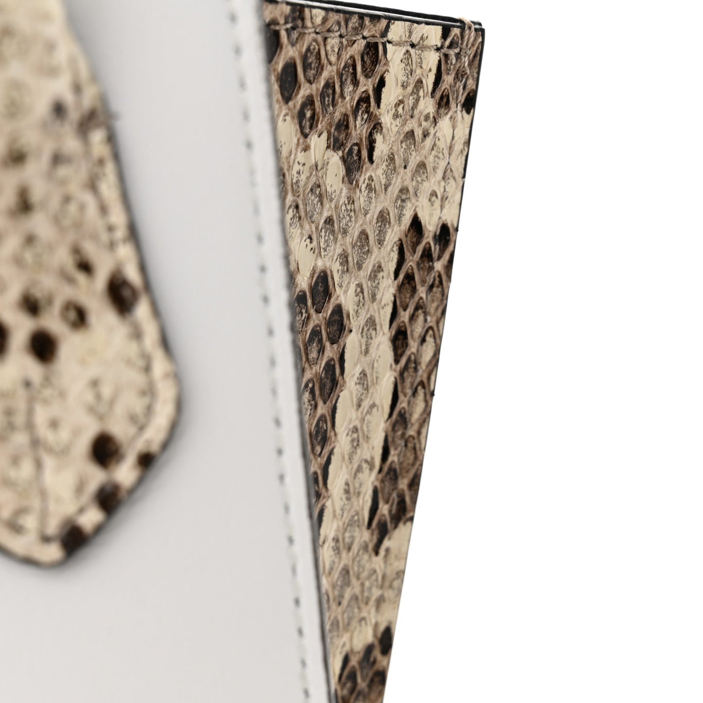 Calfskin Snakeskin Mini Virtus Top Handle Shoulder Tote Optical White Natural